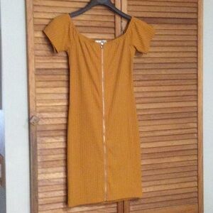 Say What? Mustard Off-Shoulder Mini Dress